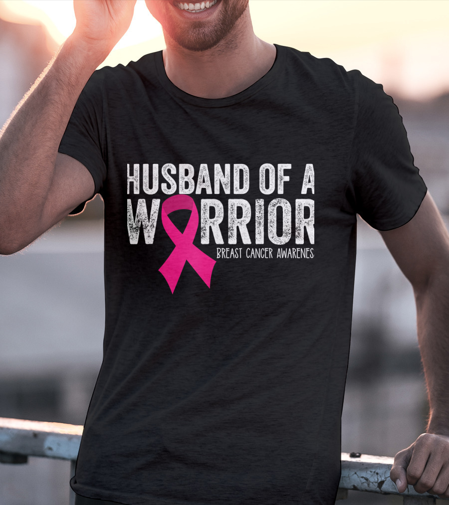 Husband Of A Warrior Breast Cancer Awareness Pink T-Shirt