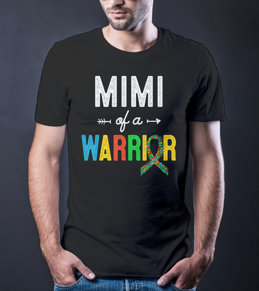 Mimi Of A Warrior Autism Awareness Puzzle T-Shirt