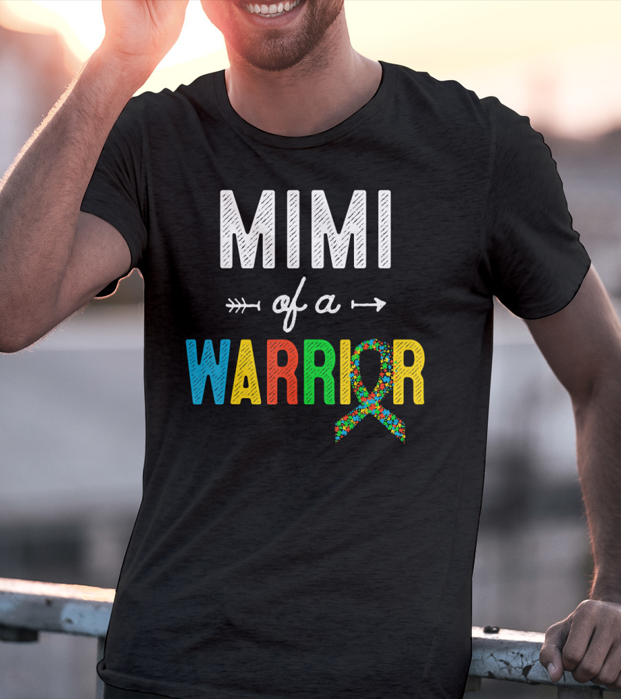 Mimi Of A Warrior Autism Awareness Puzzle T-Shirt