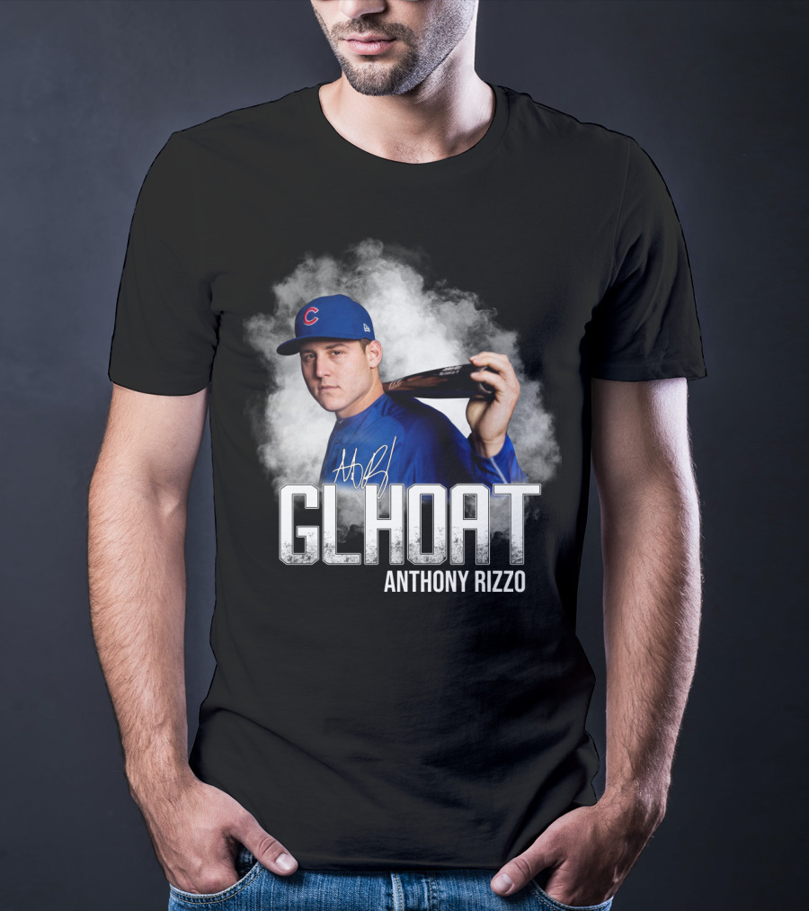 Chicago Cubs Glhoat Anthony Rizzo Signature Blue Smoke Background T-Shirt