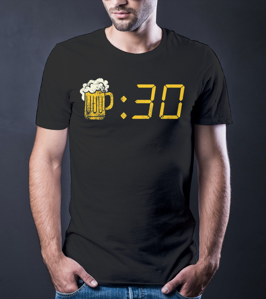 Beer Mug Digital Clock Display :30 Funny Drinking Or Getting Drunk T-Shirt