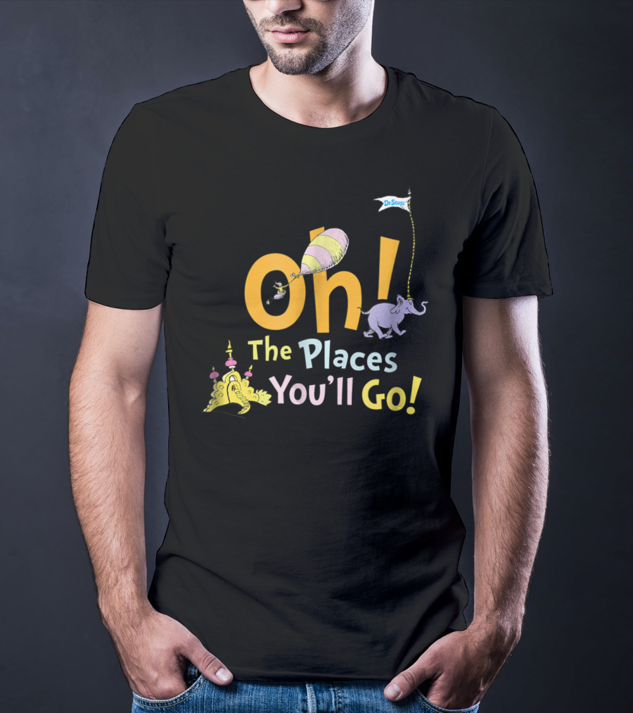 Dr. Seuss Oh The Places You'll Go Elephant And Balloon Adventure T-Shirt