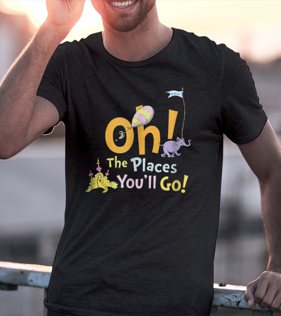 Dr. Seuss Oh The Places You'll Go Elephant And Balloon Adventure T-Shirt