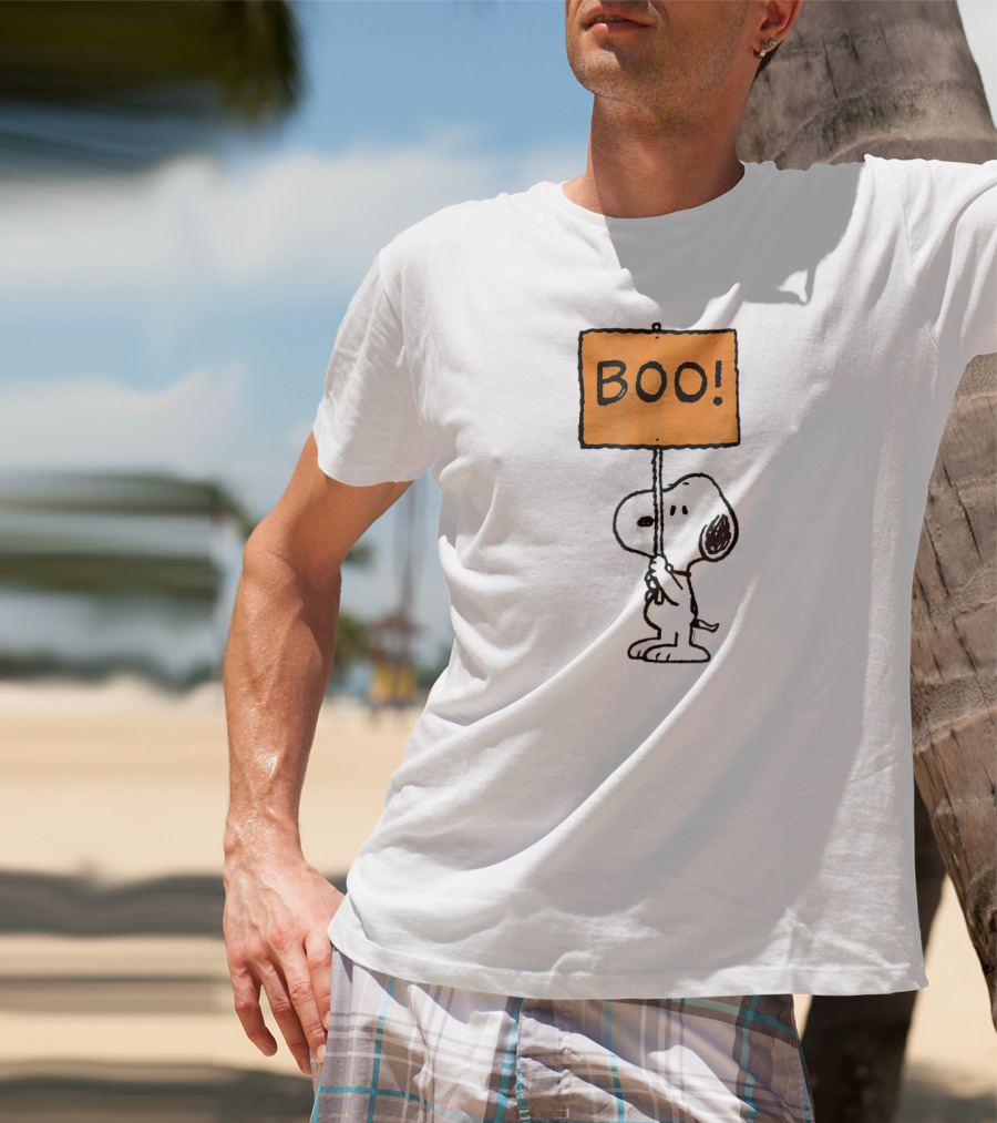 Snoopy Halloween Boo Peanuts Sign T-Shirt