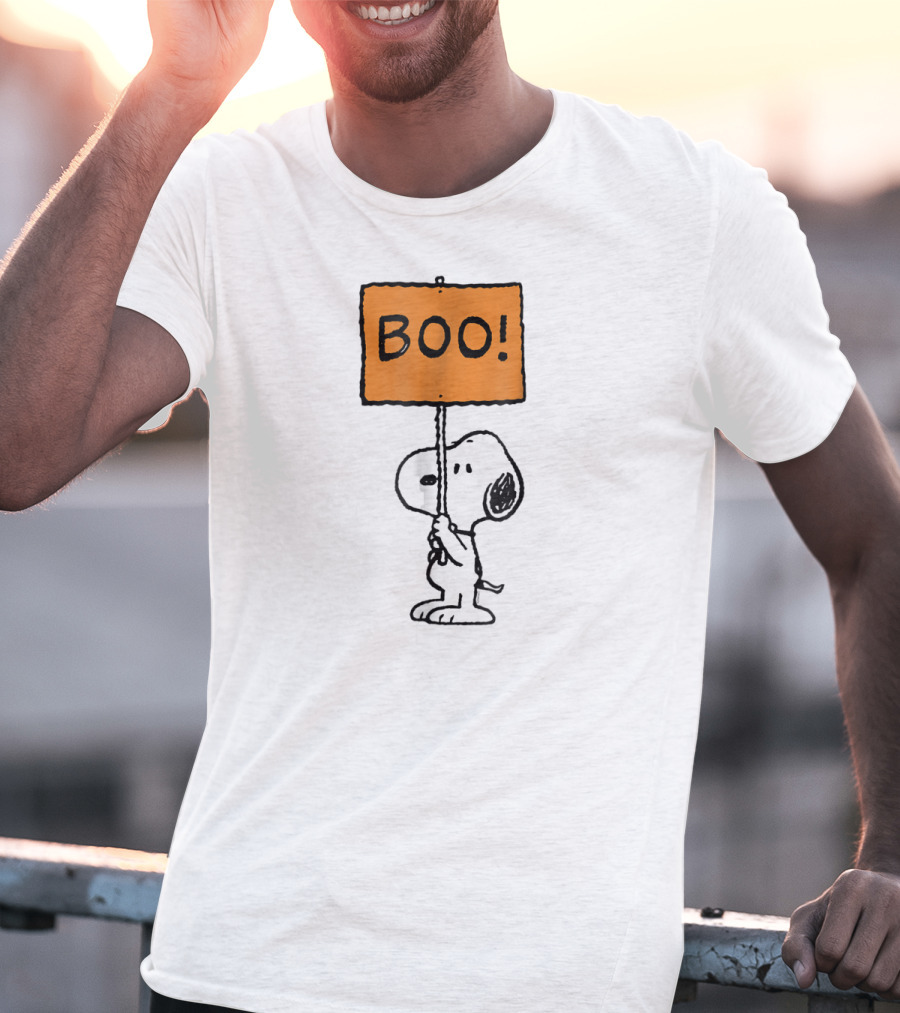 Snoopy Halloween Boo Peanuts Sign T-Shirt