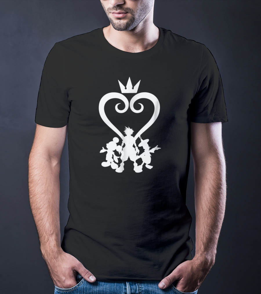 Kingdom Hearts Disney Characters Silhouettes With Heart Crown T-Shirt