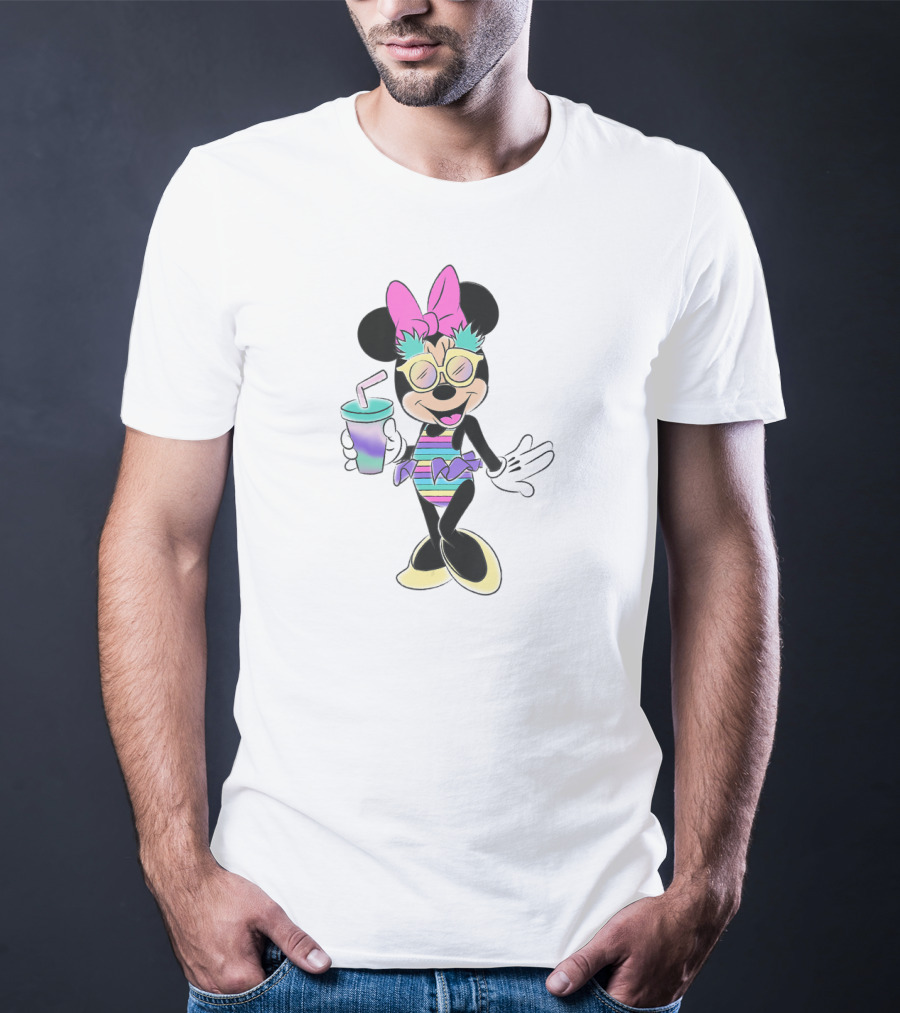 Disney Minnie Mouse Unicorn Pastel Stripes And Tropical Pineapples T-Shirt