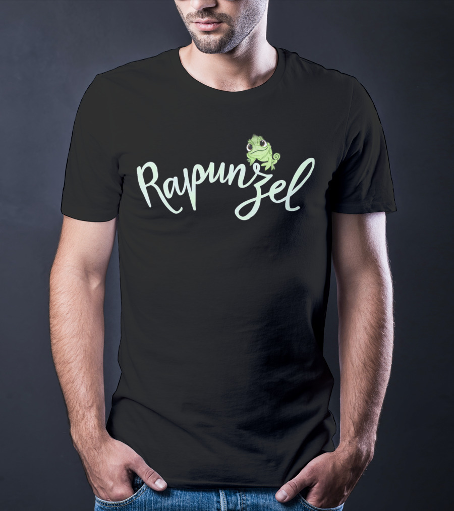 Disney Tangled Rapunzel Pascal Cursive Text T-Shirt