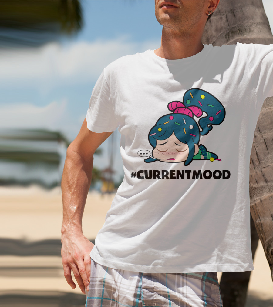 Disney Wreck It Ralph Vanellope #CurrentMood Sprinkles Hair Exhausted Expression T-Shirt