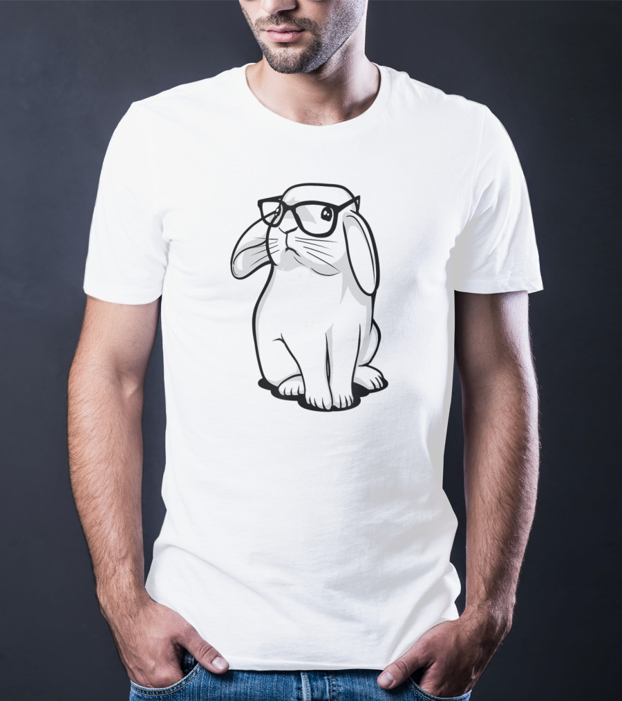 Funny Hipster Bunny Wearing Glasses Nerd Rabbit T-Shirt