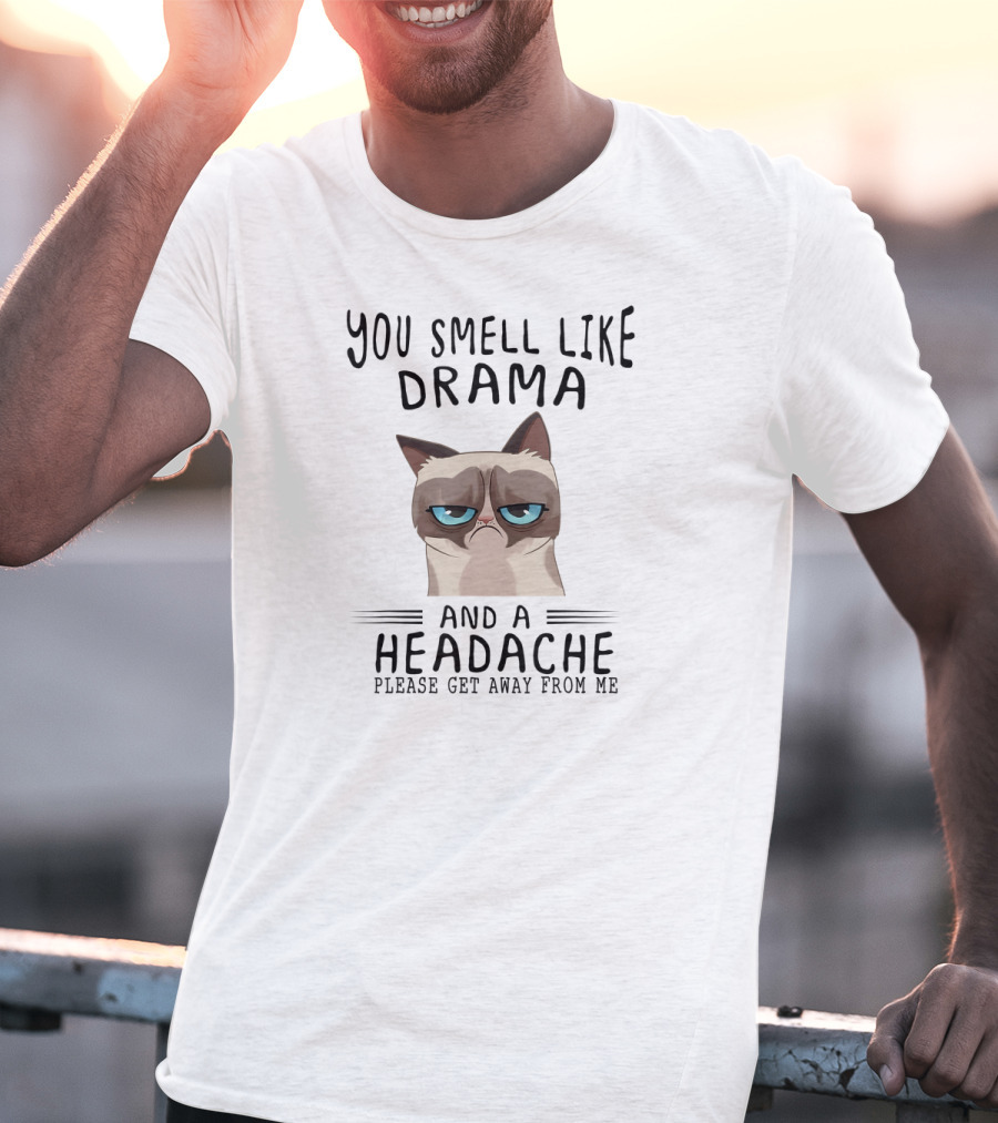 You Smell Like Drama And A Headache Please Get Away From ME Cat Kittie T-Shirt