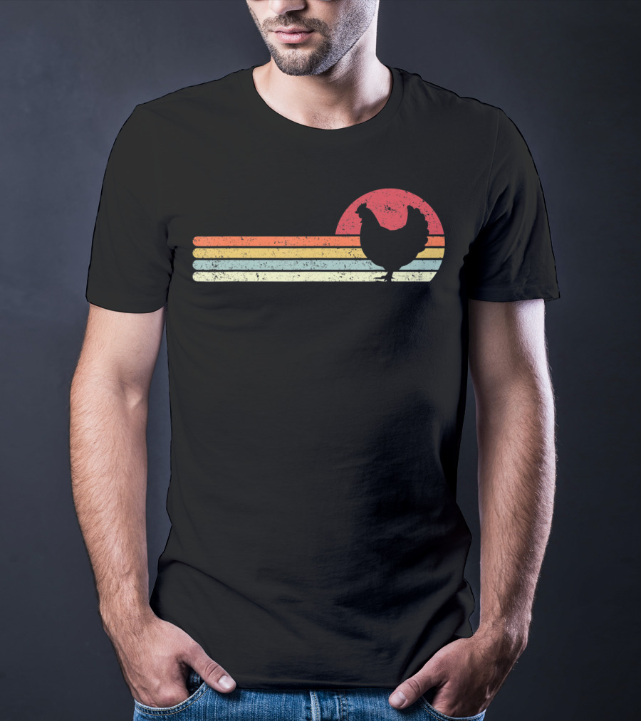 Chicken Style Vintage Sunset Retro Stripes T-Shirt