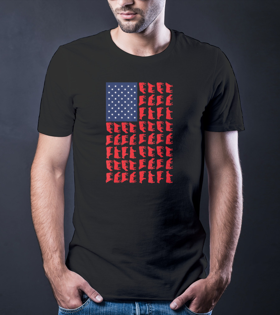 American Flag Cow Heifer July 4 Farmer Cattle T-Shirt