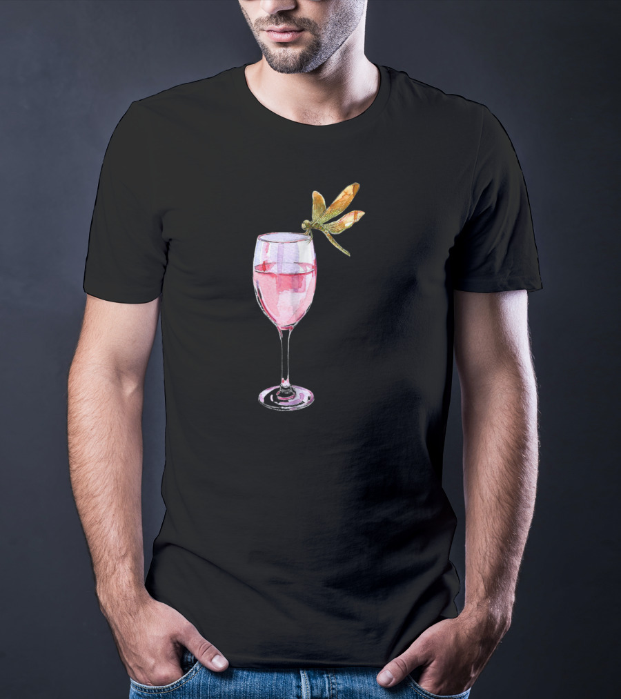 Dragonfly Resting On Wine Glass T-Shirt