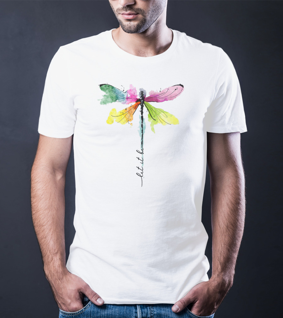 Let It Be Dragonfly Hippie Be Watercolor Peace T-Shirt