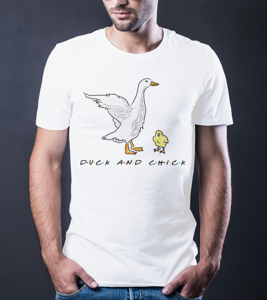 DUCK AND CHICK Friends Style Typography T-Shirt