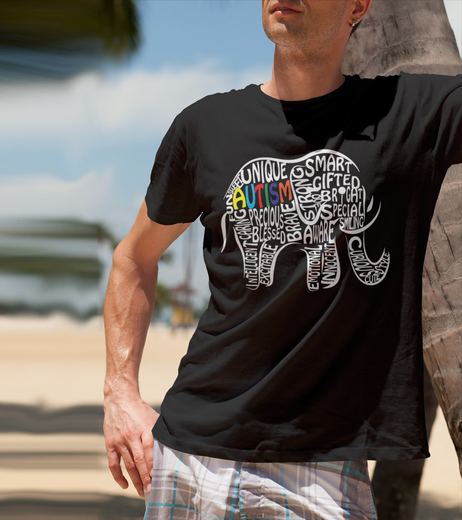Autism Awareness Elephant Unique Intelligent Caring Strong Gifted Innocent Curious T-Shirt