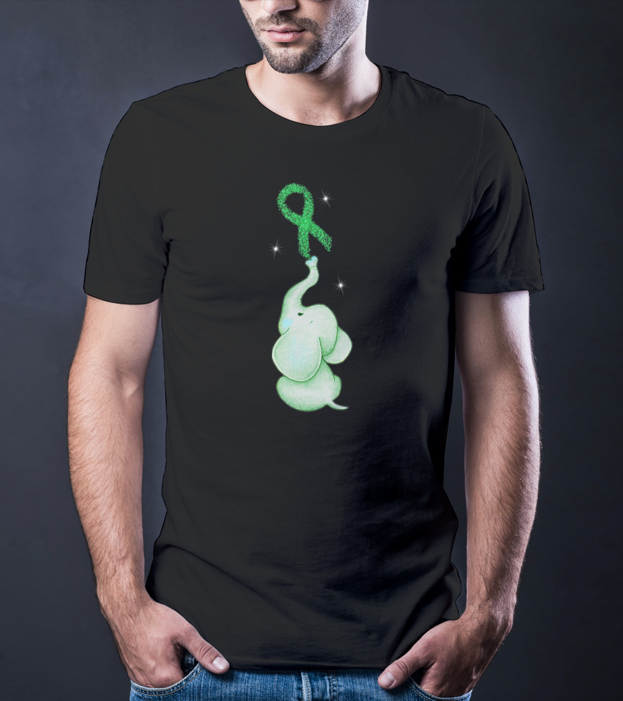 Elephant With Green Ribbon For Cerebral Palsy Awareness T-Shirt