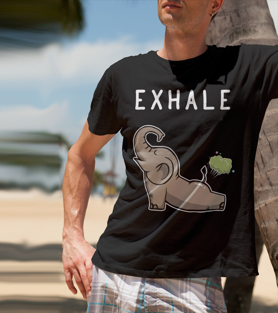 EXHALE Mens Womens Funny Elephant Lovers T-Shirt