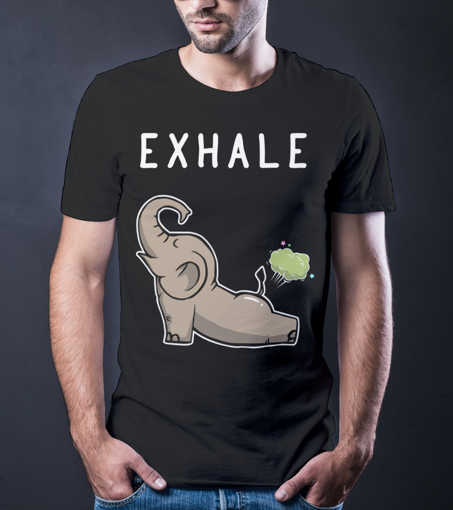 EXHALE Mens Womens Funny Elephant Lovers T-Shirt