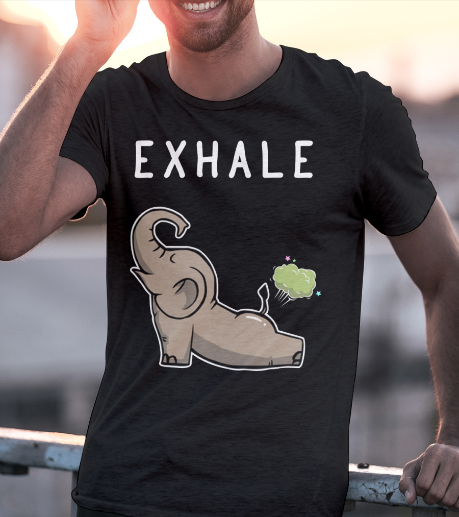 EXHALE Mens Womens Funny Elephant Lovers T-Shirt