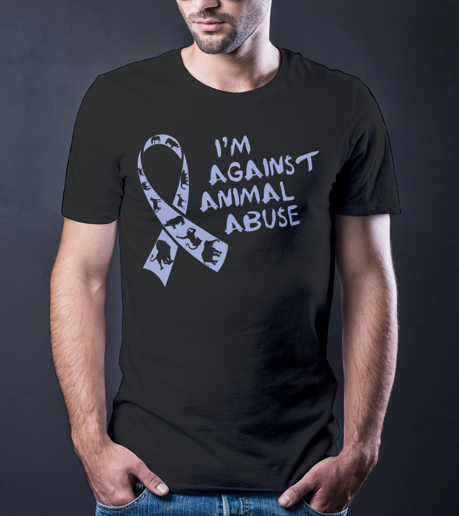 I'm Against Animal Abuse Ribbon With Animal T-Shirt