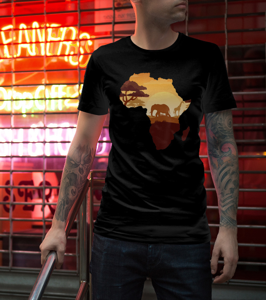 Wildlife Safari Animals Ivory Elephant Africa Silhouette Sunset T-Shirt