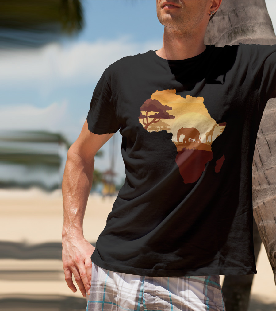 Wildlife Safari Animals Ivory Elephant Africa Silhouette Sunset T-Shirt