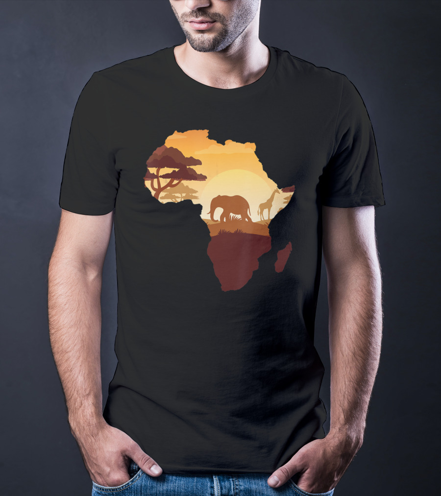 Wildlife Safari Animals Ivory Elephant Africa Silhouette Sunset T-Shirt