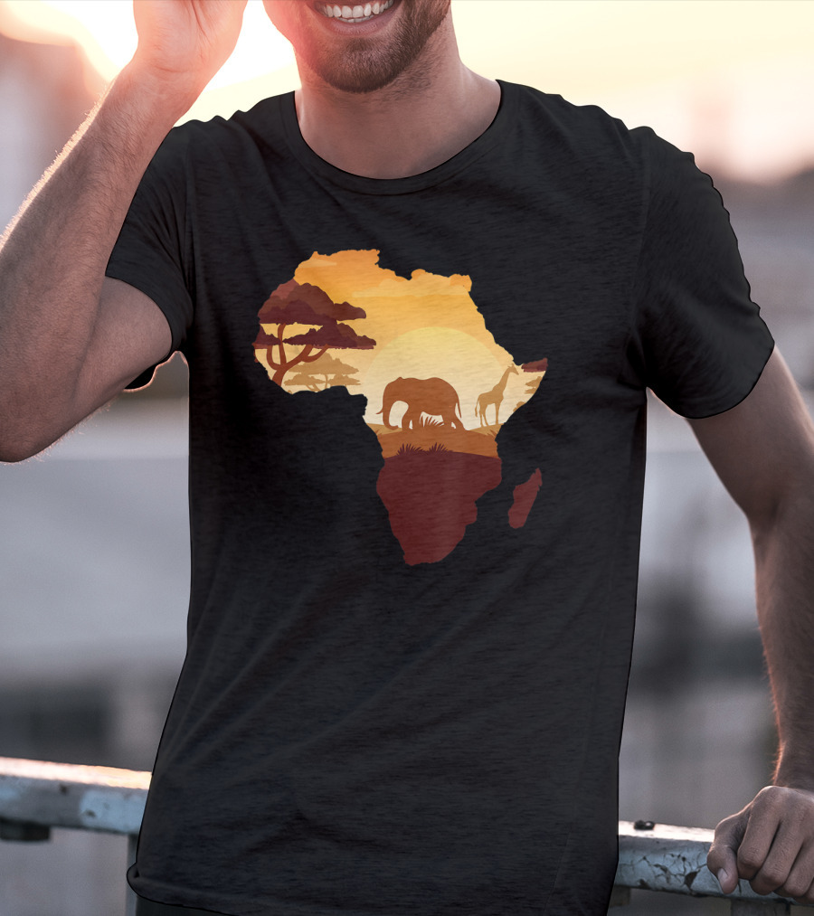 Wildlife Safari Animals Ivory Elephant Africa Silhouette Sunset T-Shirt