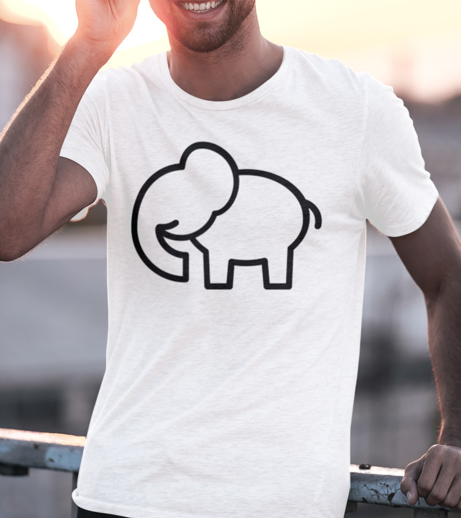 Cute Elephant Line Art Cartoon T-Shirt