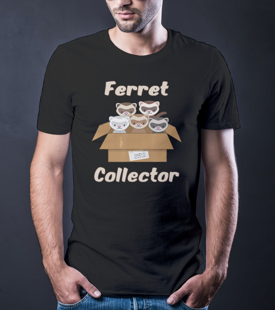 Ferret Collector Box With Cute Cartoon Ferrets T-Shirt