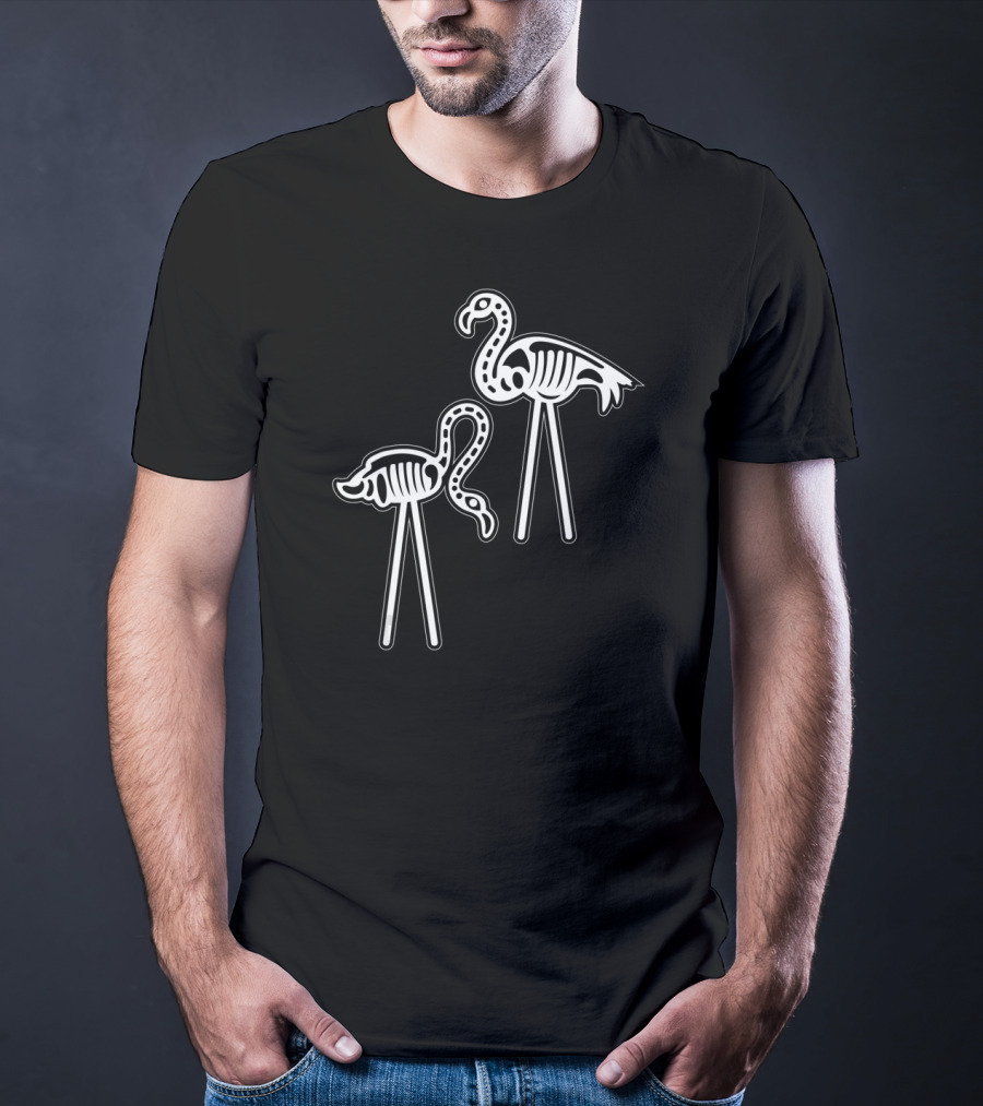 Flamingo Skeleton Funny Halloween Luau Party T-Shirt