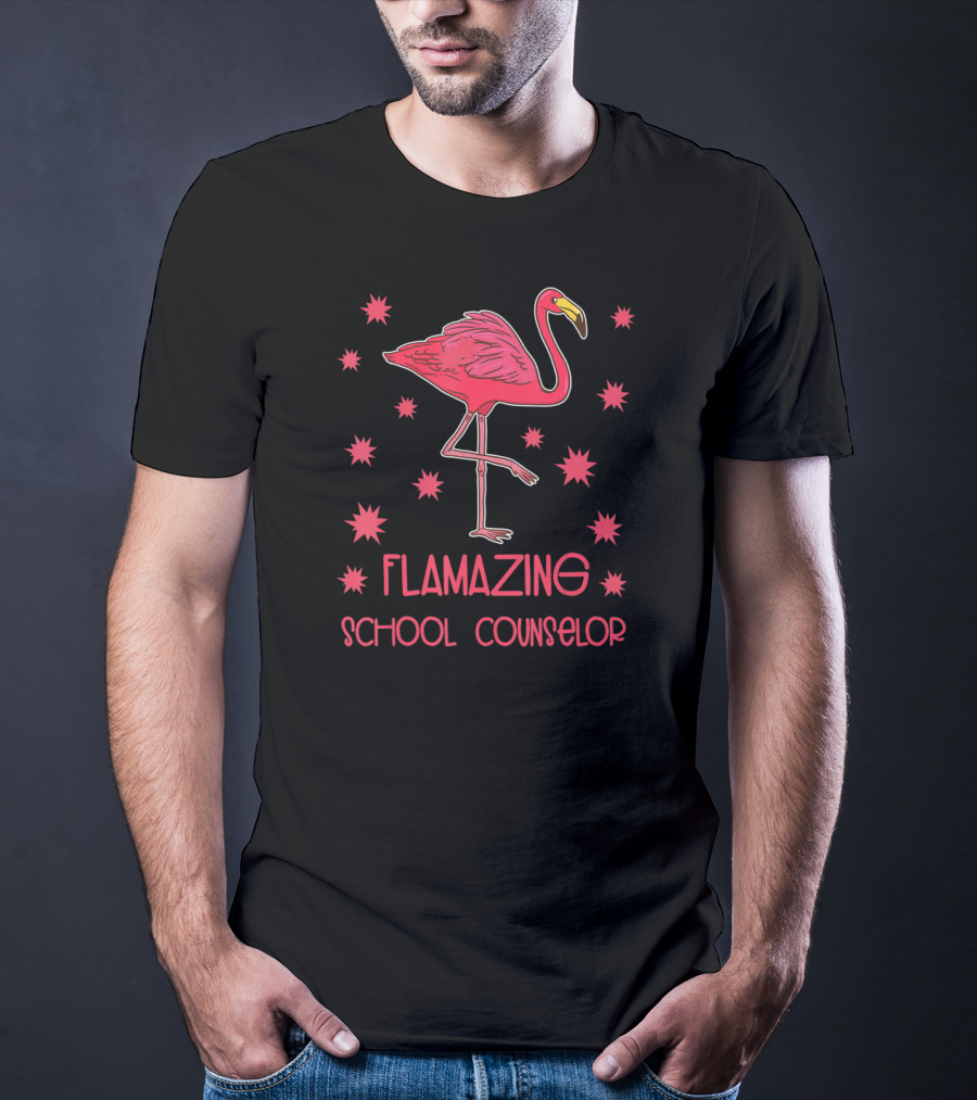 Flamazing School Counselor Pink Flamingo Appreciation T-Shirt
