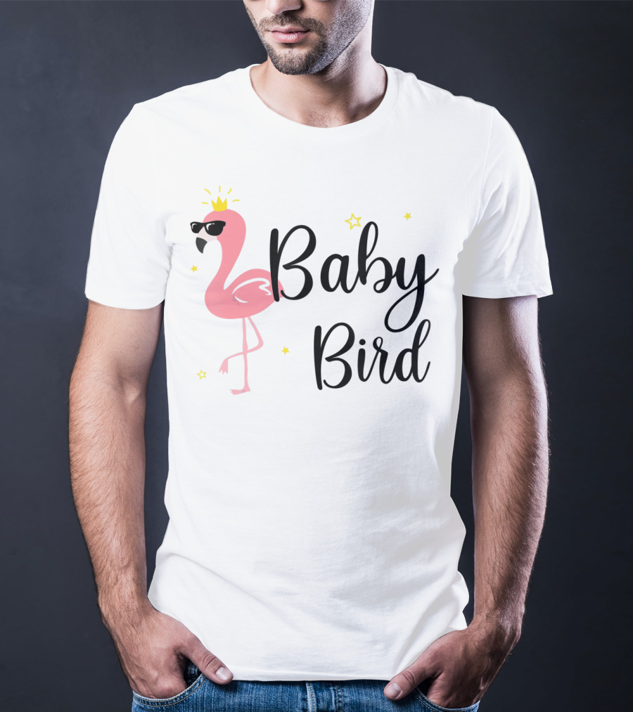 Baby Bird Flamingo Sunglasses Crown Stars T-Shirt