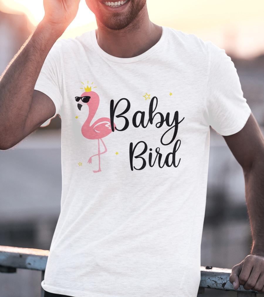 Baby Bird Flamingo Sunglasses Crown Stars T-Shirt