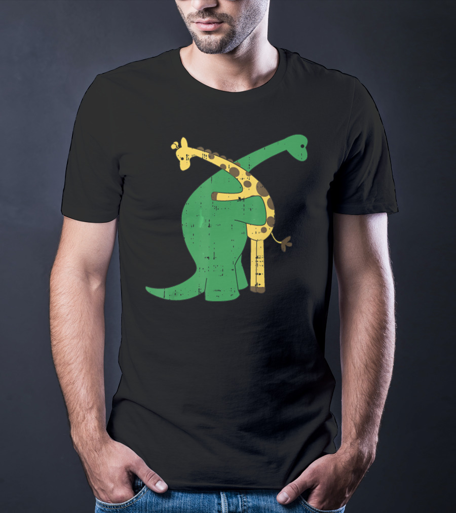 Giraffe Dinosaur Love Hug Safari Animals Dino T-Shirt