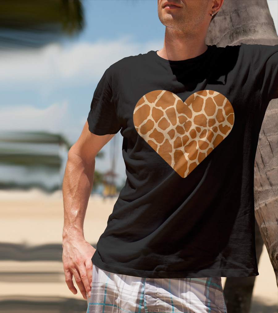 Giraffe Print Heart For Cute Giraffe Lover's Love T-Shirt