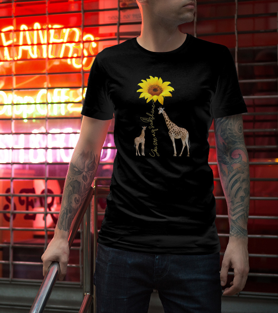 Sunflower You Are My Sunshine Giraffe With Mother And Calf T-Shirt
