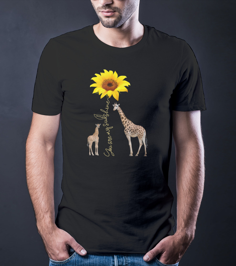 Sunflower You Are My Sunshine Giraffe With Mother And Calf T-Shirt