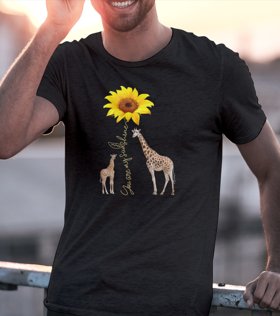 Sunflower You Are My Sunshine Giraffe With Mother And Calf T-Shirt