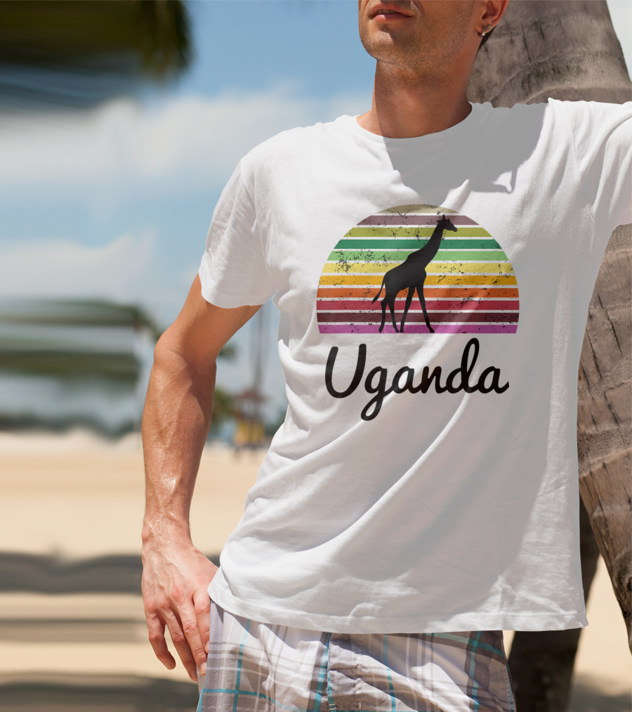 Uganda Giraffe Vintage Sunset Safari T-Shirt