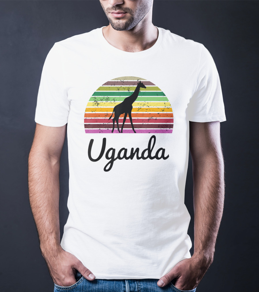 Uganda Giraffe Vintage Sunset Safari T-Shirt