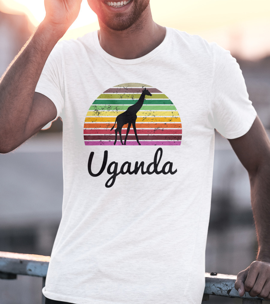 Uganda Giraffe Vintage Sunset Safari T-Shirt