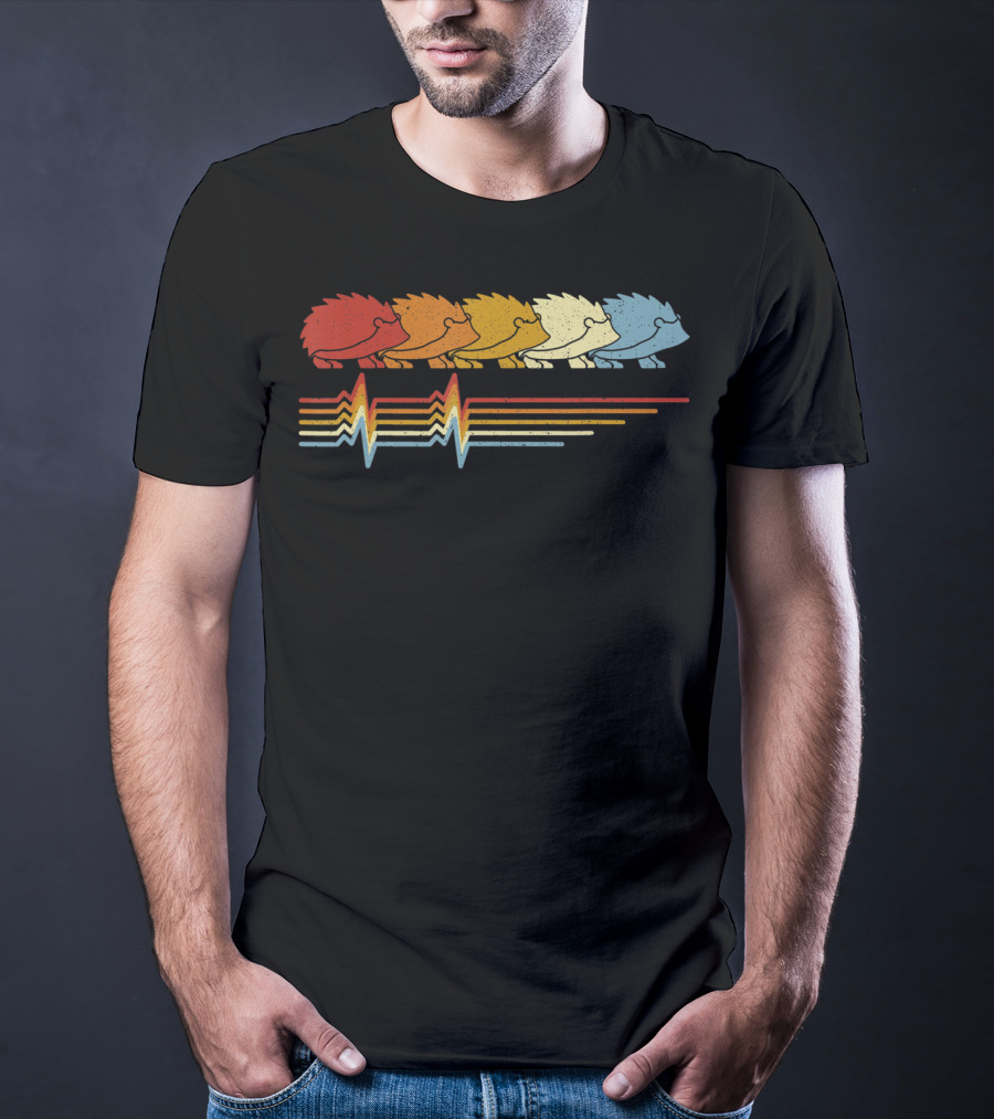 Hedgehog Heartbeat Retro Animal Lover T-Shirt