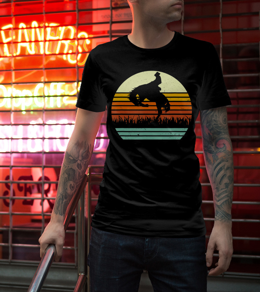 Bucking Bronco Horse Sunset T-Shirt