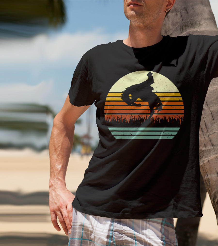 Bucking Bronco Horse Sunset T-Shirt