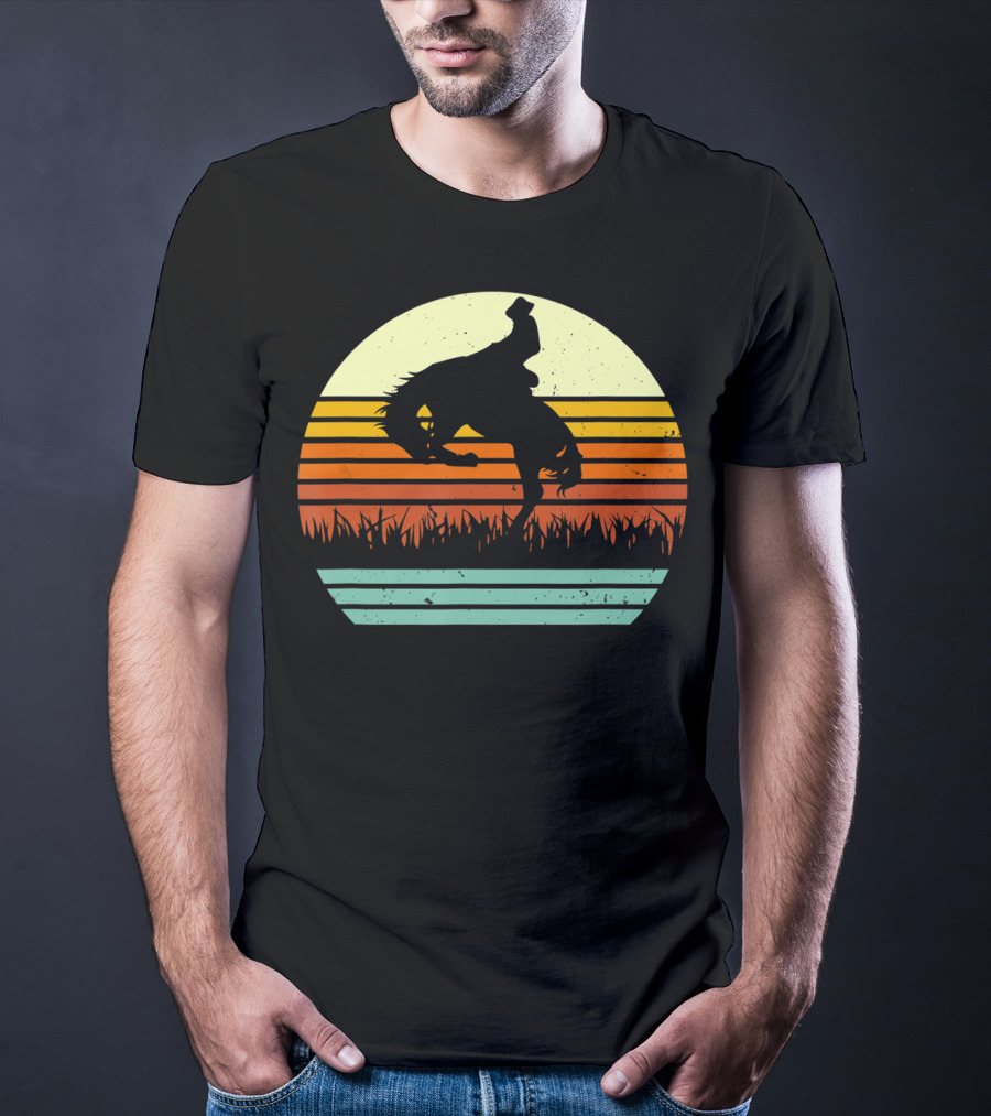 Bucking Bronco Horse Sunset T-Shirt