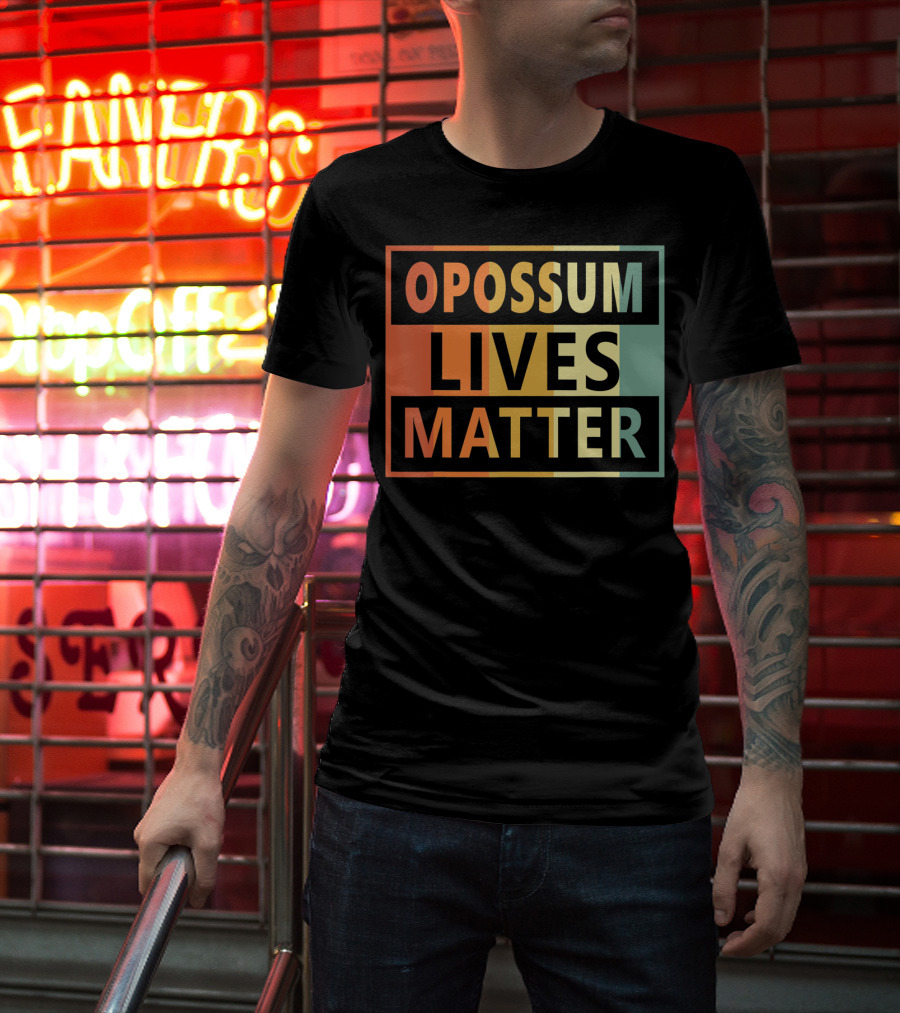 Opossum Lives Matter Vintage Vegan Opossum Lover Retro Stripes T-Shirt