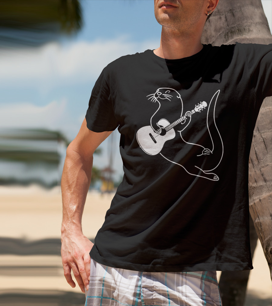 Guitar Playing Otter Music Cool Fun T-Shirt
